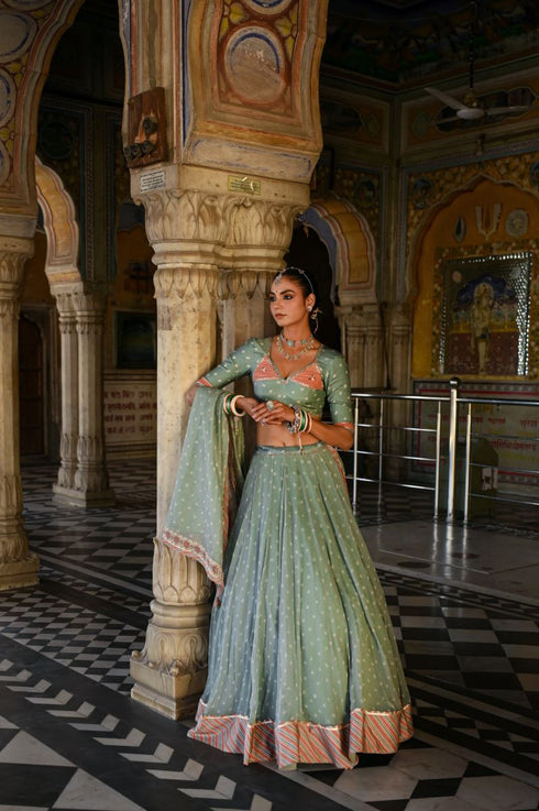 Badal mahal green lehenga set
