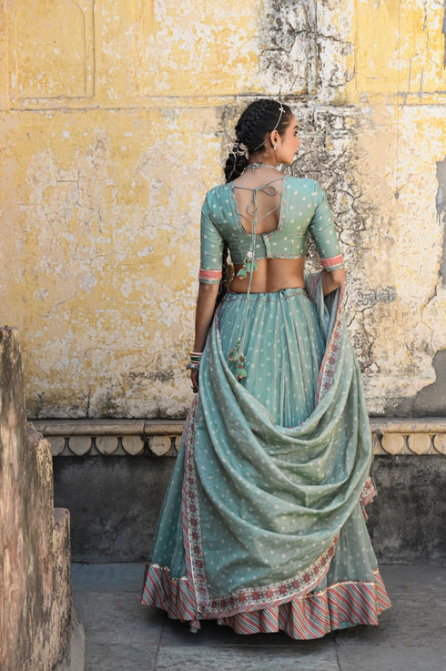Badal mahal green lehenga set