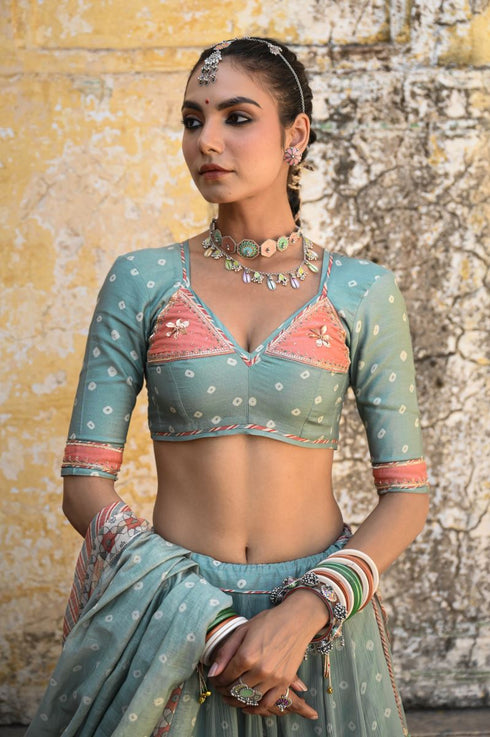 Badal mahal green lehenga set