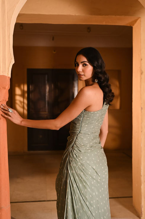 Bandhani green dress