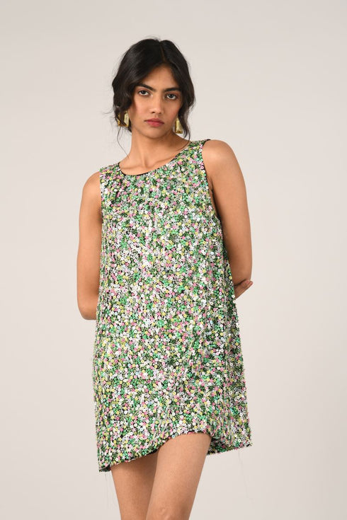 Barbara multicolor short sequins dress