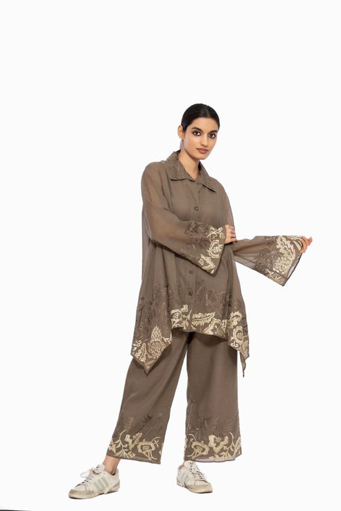 Bark handloom cotton embroidered top