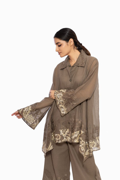 Bark handloom cotton embroidered top