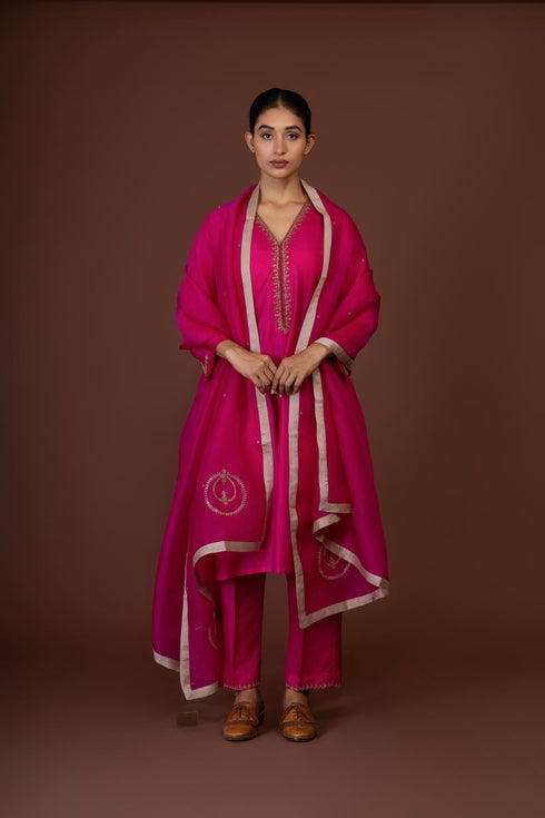 Barsana pink overlay kurta set