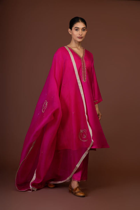 Barsana pink overlay kurta set