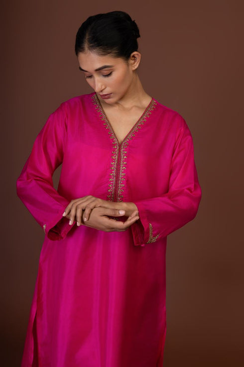 Barsana pink overlay kurta set