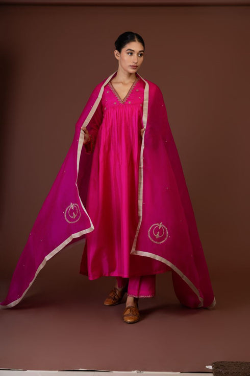 Barsana pink kurta dress set
