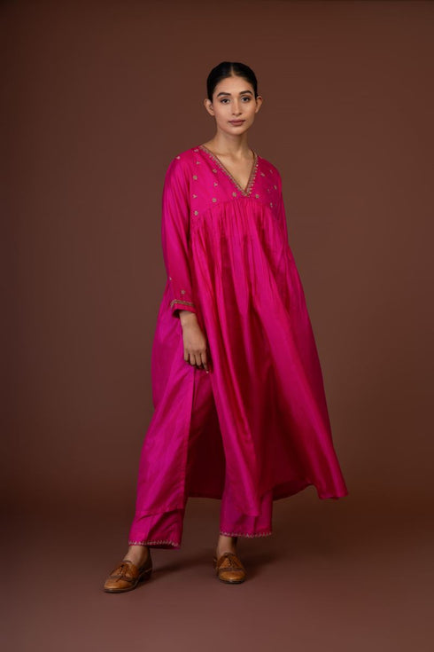 Barsana pink kurta dress set