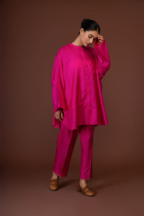 Barsana pink short tunic with pants