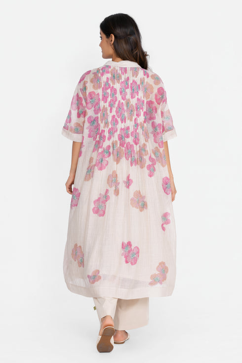 Beige floral printed dress