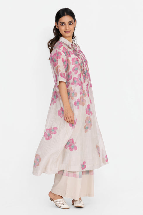 Beige floral printed dress