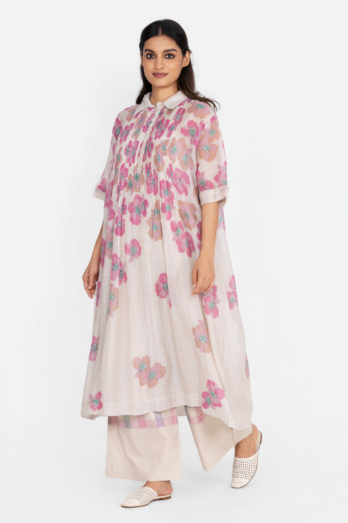 Beige floral printed dress