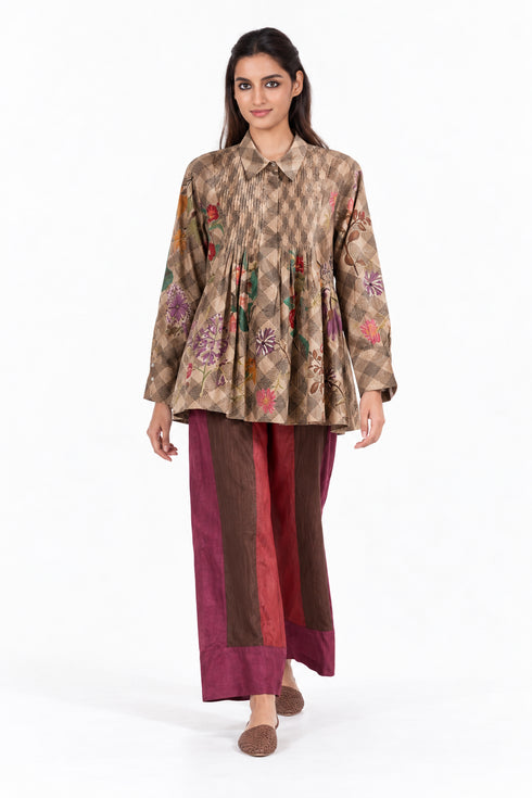 Beige floral printed top