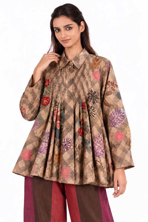 Beige floral printed top