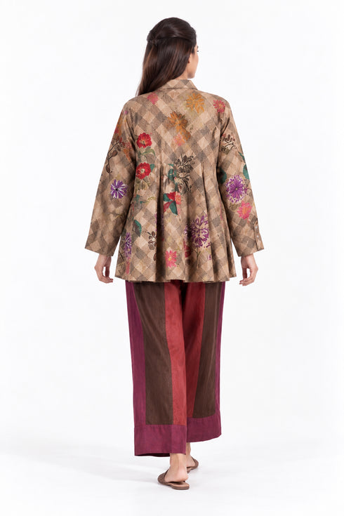 Beige floral printed top
