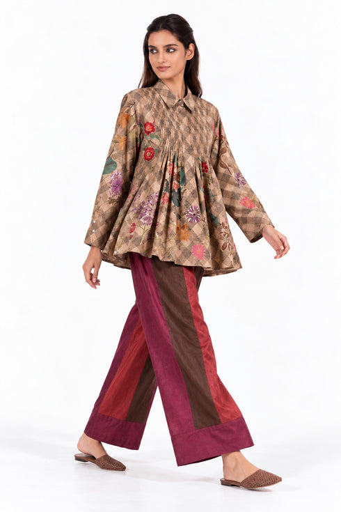 Beige floral printed top