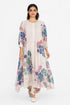 Beige floral print pleated dress