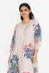 Beige floral print pleated dress