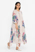 Beige floral print pleated dress