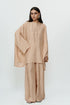 Beige kaftan kurta with broad pants