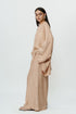 Beige kaftan kurta with broad pants