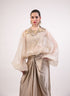 Beige organza balloon top with skirt