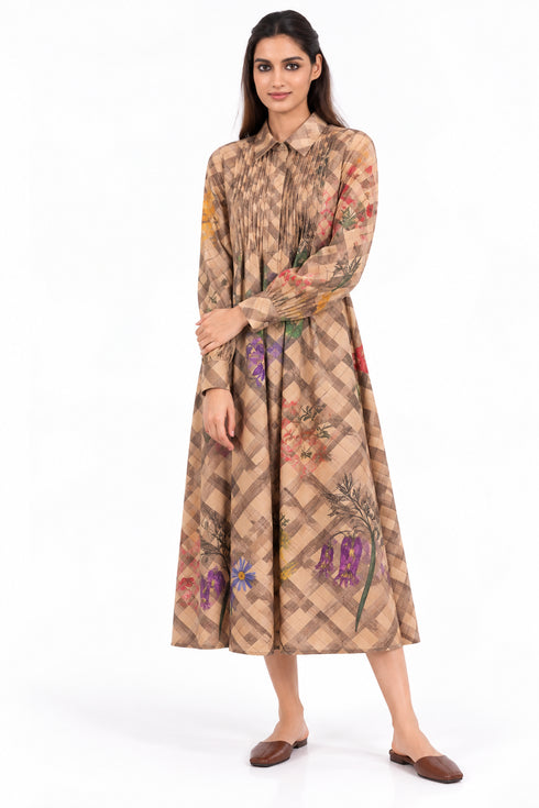 Beige printed dress