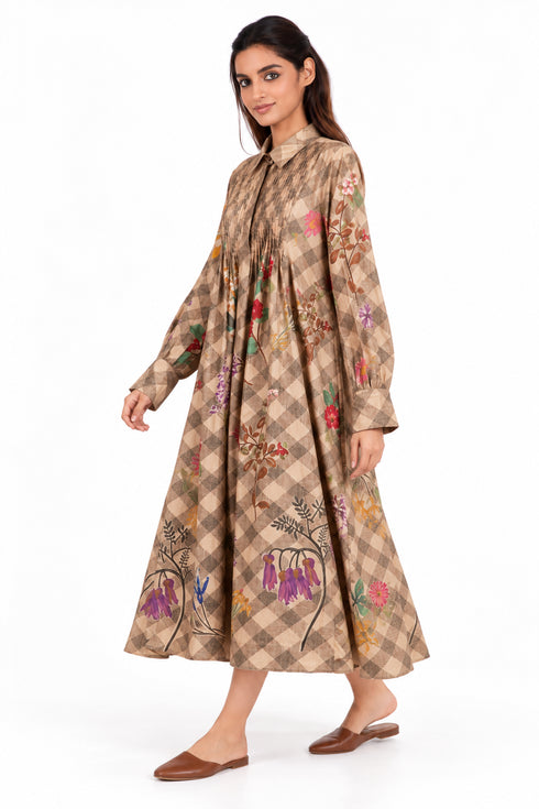 Beige printed dress