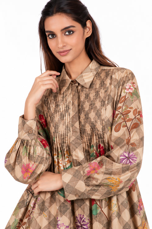 Beige printed dress