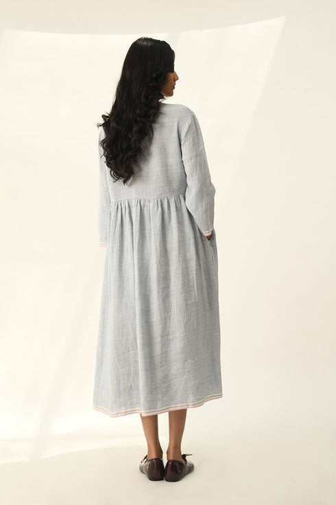 Bella powder blue applique embroidered dress