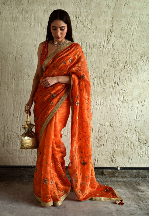 Bel orange sari