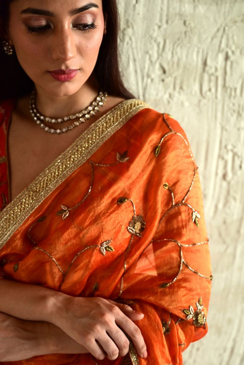 Bel orange sari