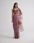 Berry embroidered silk and organza sari