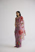 Berry embroidered silk and organza sari