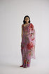 Berry embroidered silk and organza sari