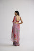 Berry embroidered silk and organza sari