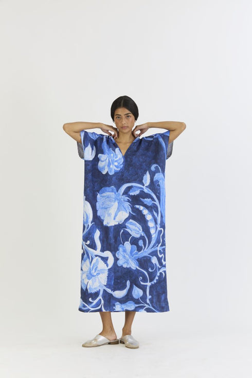 Bilberry blue line kaftan dress