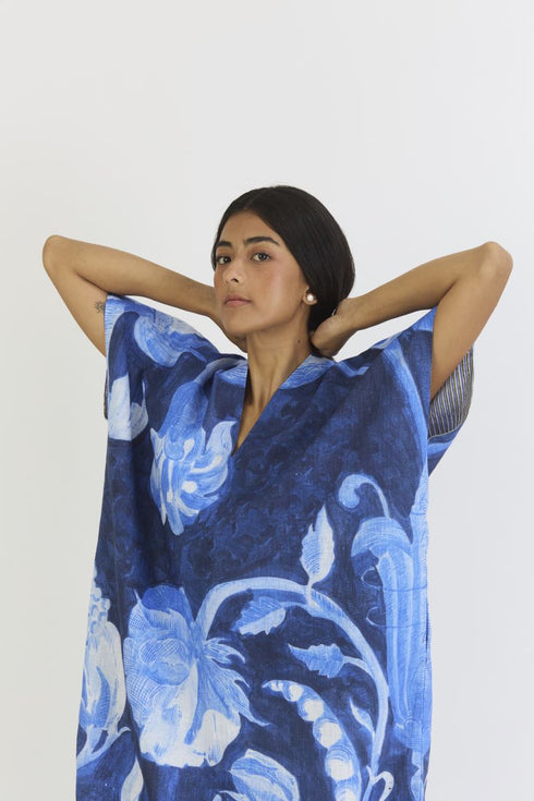 Bilberry blue line kaftan dress