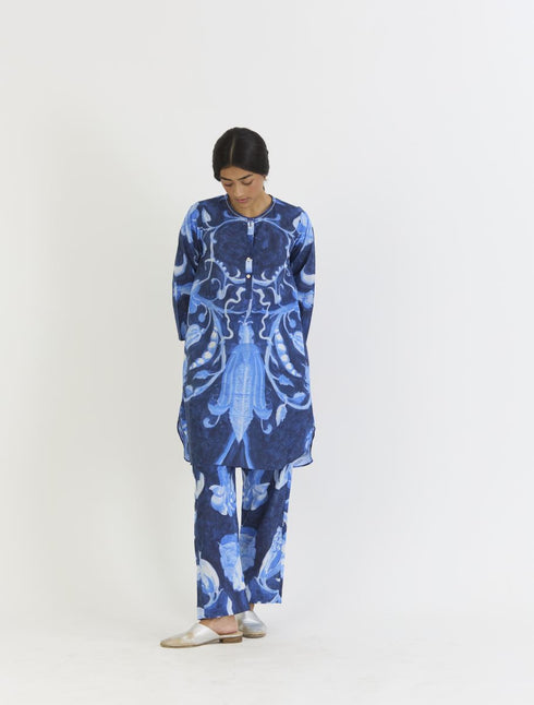 Bilberry blue short kurta set