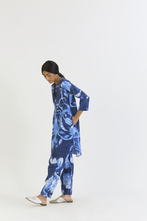 Bilberry blue short kurta set
