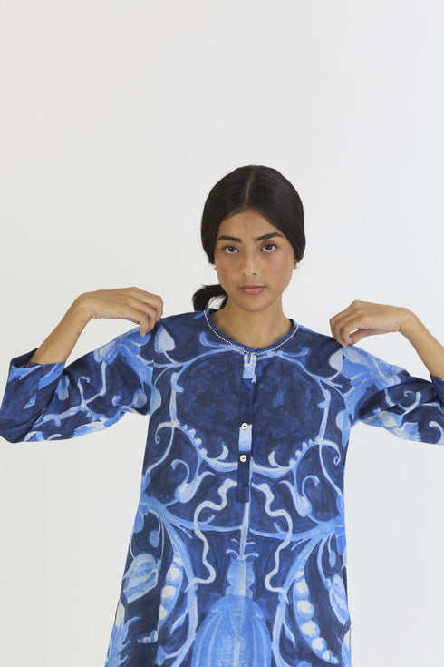 Bilberry blue short kurta set