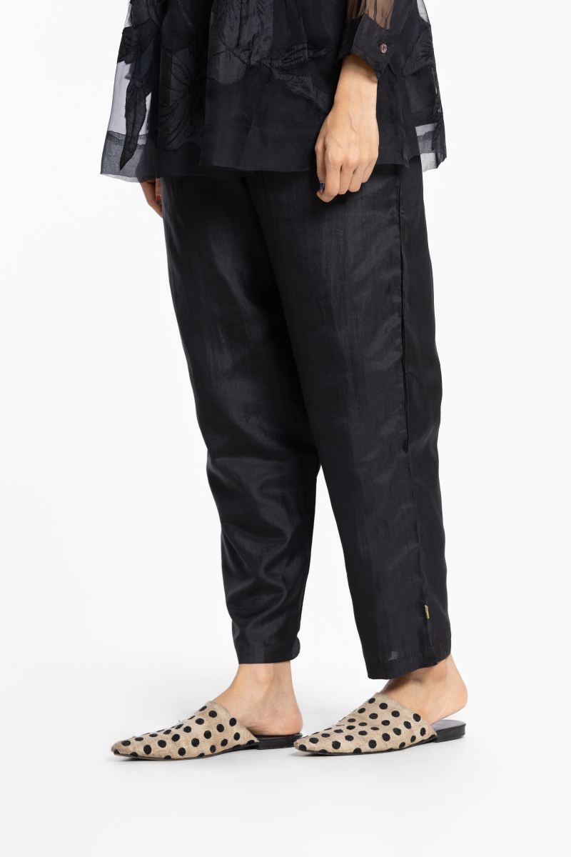 Alli Pant - Black Silk Cotton Sateen