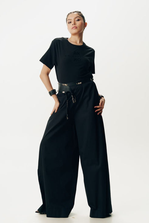 Black AKOK embossed half sleeve t-shirt