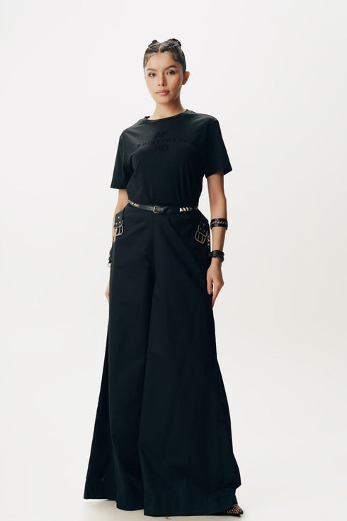 Black AKOK embossed half sleeve t-shirt