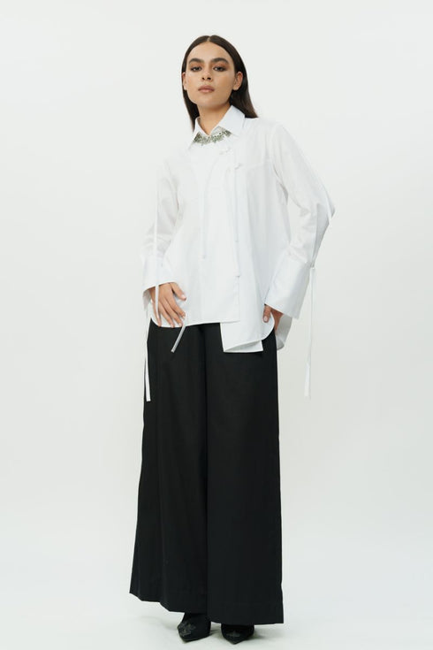 Black & white shirt and trouser with string details