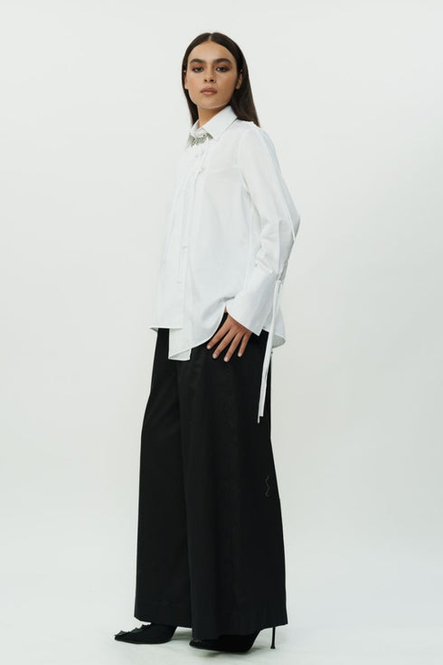 Black & white shirt and trouser with string details