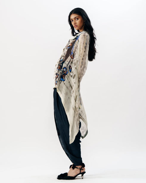 Black and white printed chiffon shirt