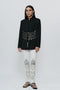 Black bandhgala jacket with 3D Silver embroidery & mirrorwork churidaar