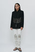 Black bandhgala jacket with 3D Silver embroidery & mirrorwork churidaar