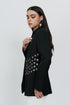 Black bandhgala jacket with 3D Silver embroidery & mirrorwork churidaar